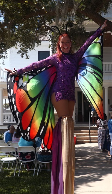 Butterfly stilt-walker at the Clifford House