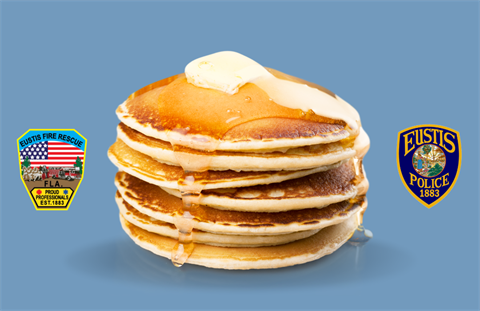 stack of pancakes with police and fire department logos