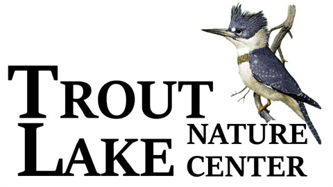 Trout Lake Nature Center Logo with a blue bird