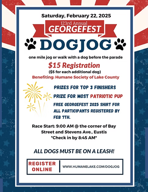 2025 Georgefest Dog Jog will be on Saturday, Feb. 22 at 9 a.m. before the Grand Parade.