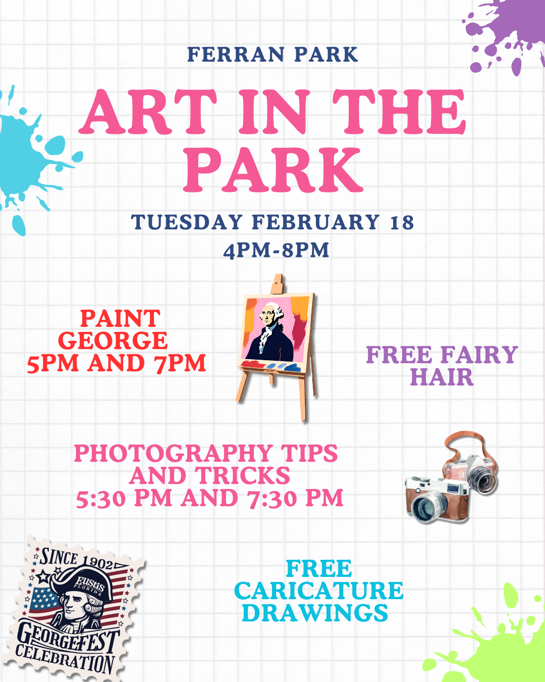 Art in the park will be on Tuesday, Feb. 18 from 4 - 8 p.m.