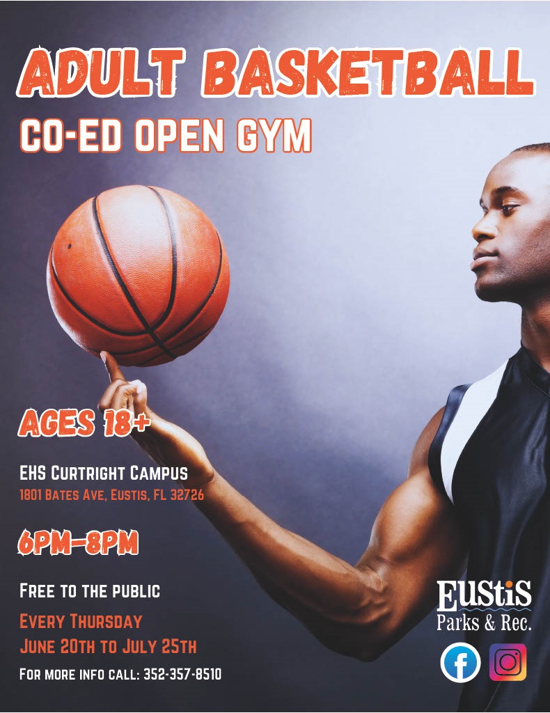 Adult Basketball Gym Open from 6PM - 8 PM every Thursday from June 20th - July 25
