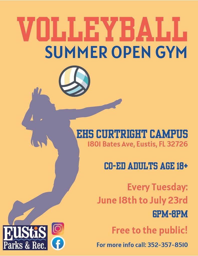 Adult Volleyball Gym Open from 6 PM - 8 PM every Thursday from June 18th - July 23rd