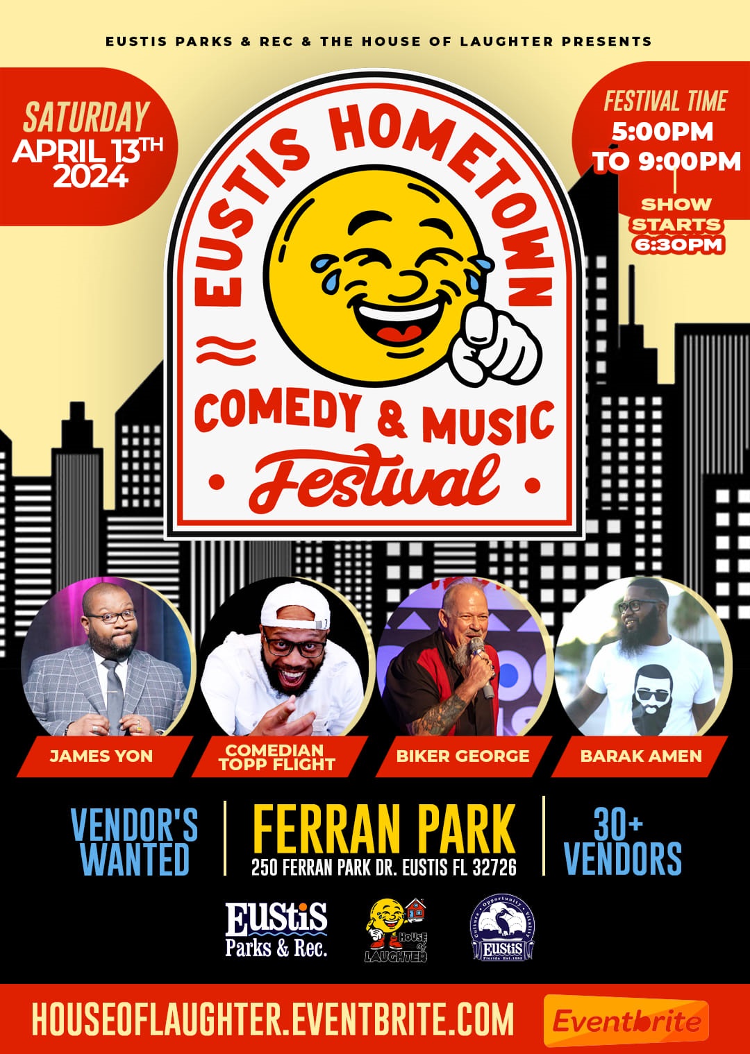 Eustis Hometown Comedy and Music Festival 2024 will be on April 13th from 5-9 pm